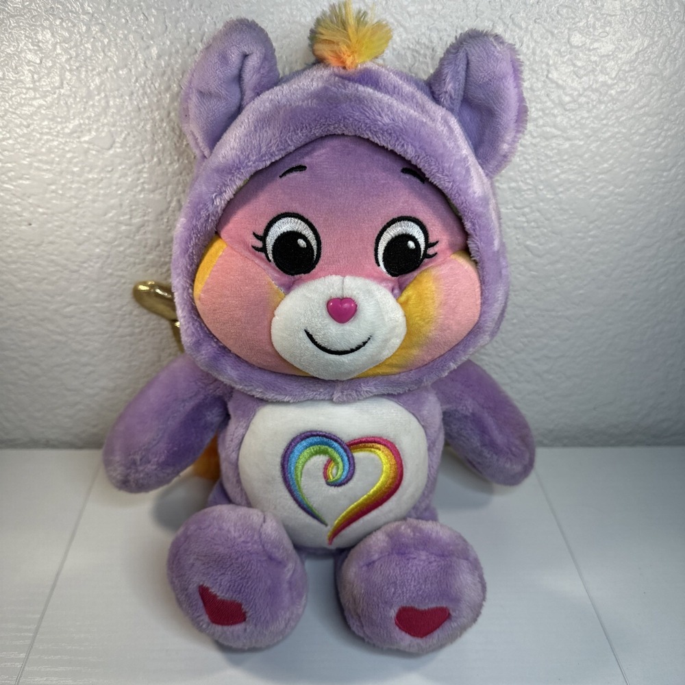 Care Bears Unlock The Magic Rainbow Heart Togetherness Bear Purple Hood Wings12"